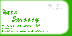 mate sarossy business card