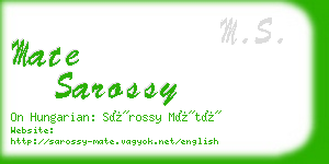 mate sarossy business card